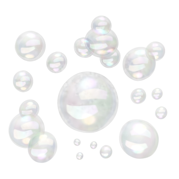 Bubbles of different sizes isolated on white background