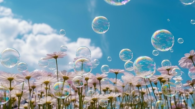 Bubbles in a field of flowers