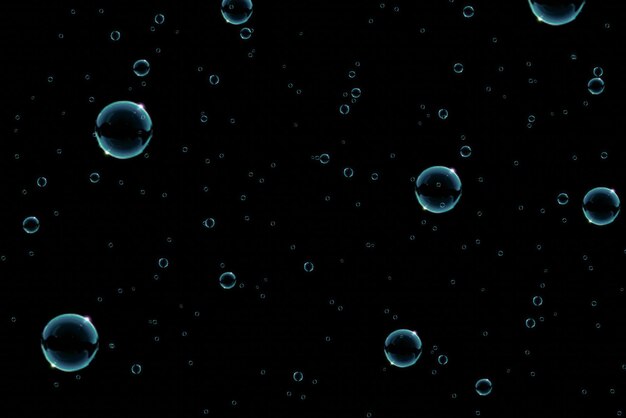 Photo bubbles floating in a black background with bubbles like bubbles