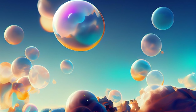 bubbles floating in the sky digital illustration wallpaper