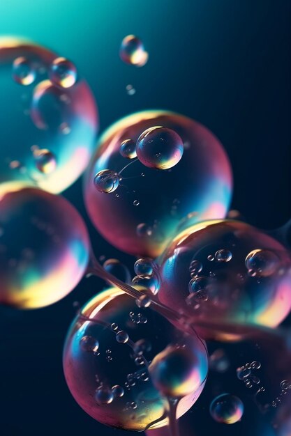 Пузыри в стеклянной чаше с синим фоном.