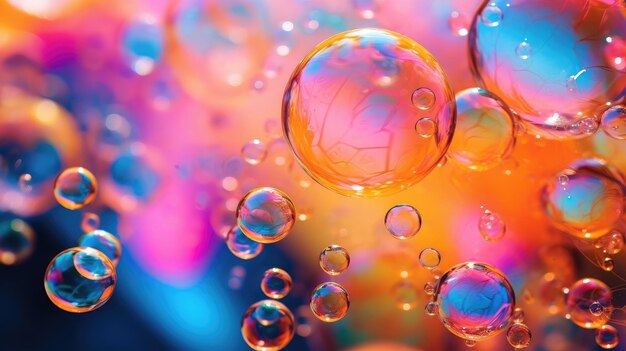 Фото Пузырьки в неоновых цветах образуют яркую радугу оттенков