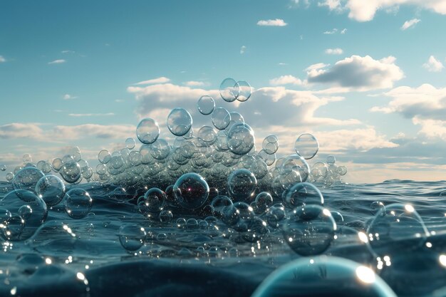 写真 空に対する海の泡生成 ai