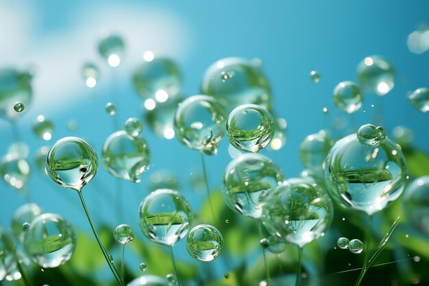 Bubbles on a light green background ai generative