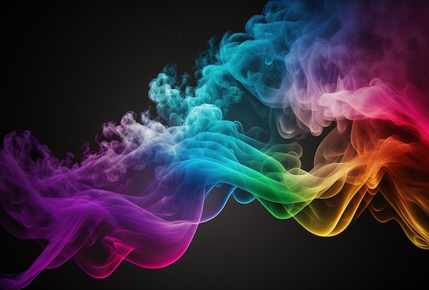 Bubbles of multicolored neon smoke ink An explosion a burst of holi paint Abstract psychedelic black dark background 3D rendering AI generated