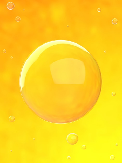 Bubbles in orange water 3D Render