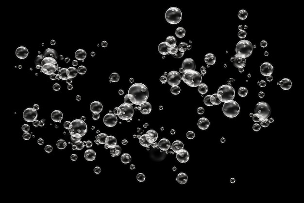 Bubbles stream under water fizzing sparkles soda pop or champagne isolated on transparent background