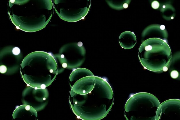 bubbles that are green and has a white light on it