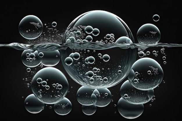 Foto bolle d'acqua su uno sfondo scuro