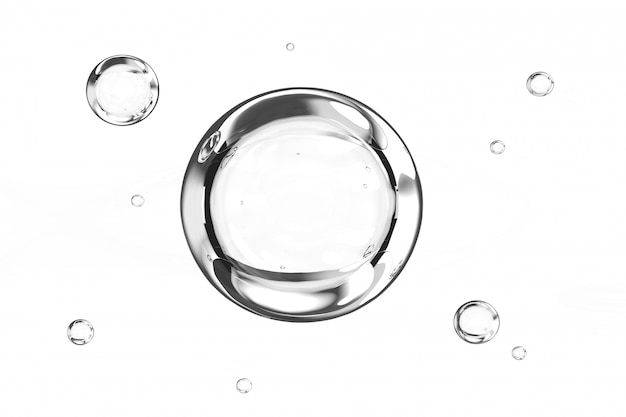 Bubbles water on white background 3D Render