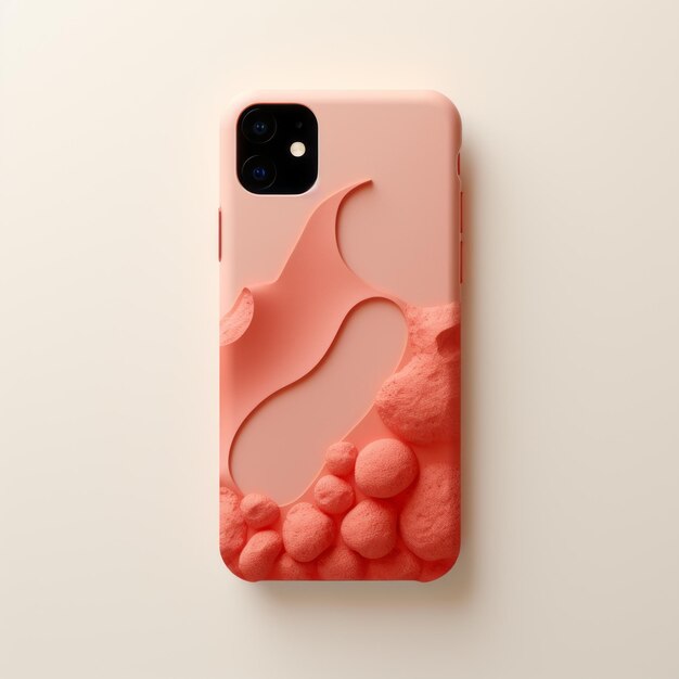 Foto caso per iphone a forma di bubbling con sculture organiche e illustrazioni vibranti