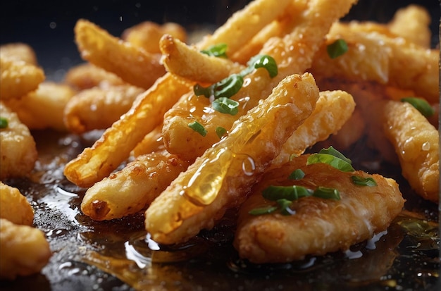 Bubbling Oil Fries Being Fried