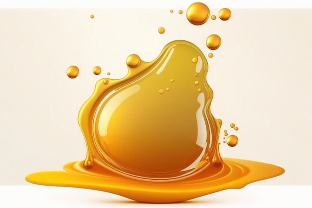 Bubbling oil or serum in a golden yellow color isolated on a white backdrop