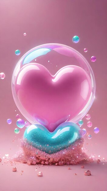 Foto bubbling pink hearts in water romantische vector illustratie voor valentijnsdagviering en liefde