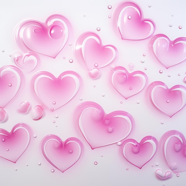 Photo bubbly hearts on boardwalk an airbrushed pink delight on a white canvas
