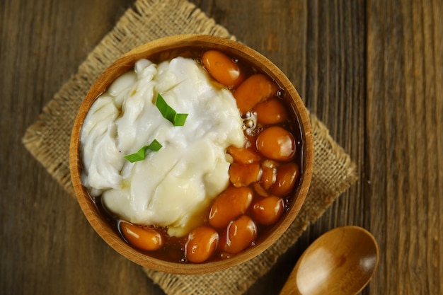 Bubur candil or biji salak Indonesian food made from sticky rice flour brown sugar rice flou