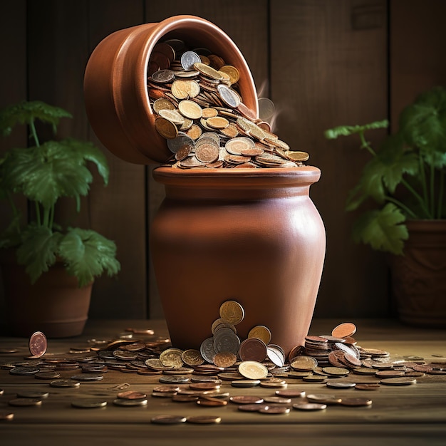 a bucket of coins