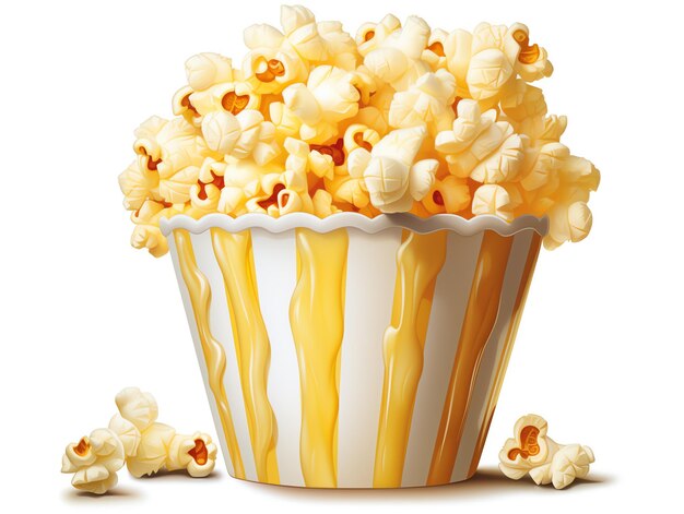 Foto un secchio di popcorn con liquido giallo