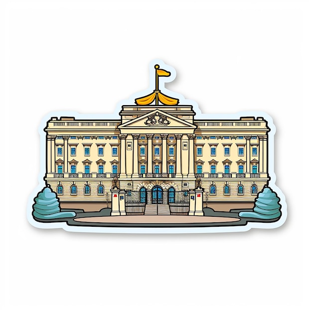 Photo buckingham palace sticker flat colors white background