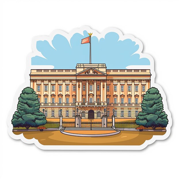 Foto buckingham palace sticker vlakke kleuren witte achtergrond
