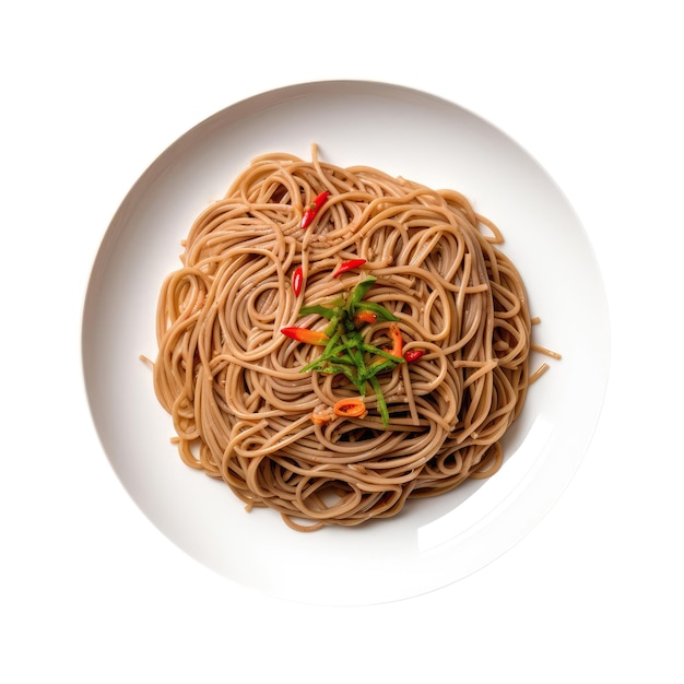 Buckwheat Noodles On White Plate On A White Background