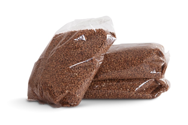 Buckwheat in a package isolated