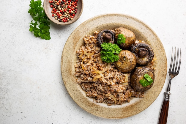 Buckwheat porridge with mushrooms