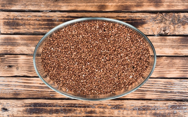 Buckwheat raw porridge close up