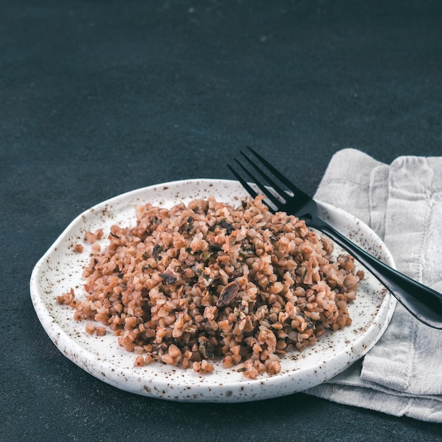 Buckwheat risotto with dried mushrooms