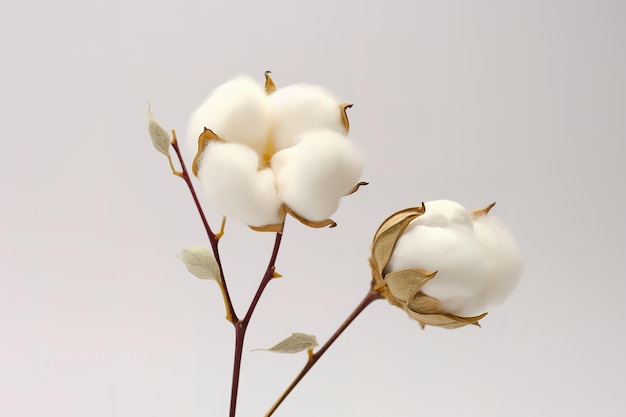 Бутон хлопкового цветка на белом фоне Близкий кадр Генеративный ИИ
