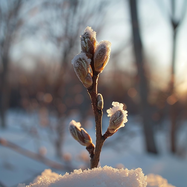 Bud Emerging from Snow