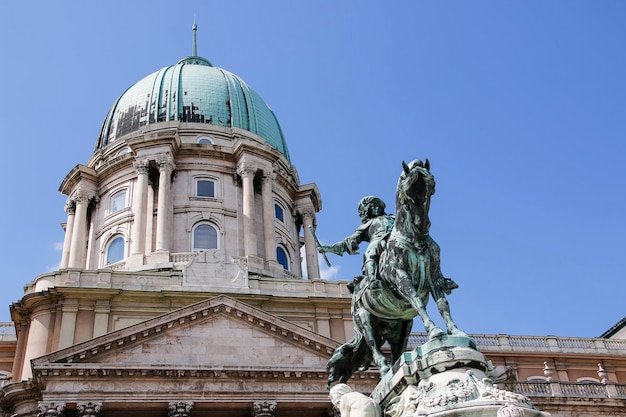 Buda Castle en Monument van Prins Eugene van Savoye, Boedapest, Hongarije.