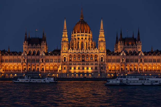 Budapest Hungary Jul 2 2018 ships on the river in front of t