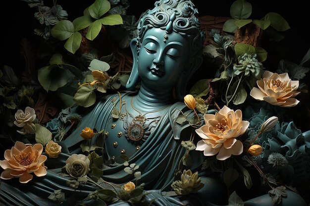 写真 花の中の仏陀