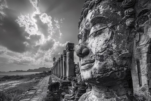 Foto una testa di buddha dalla thailandia