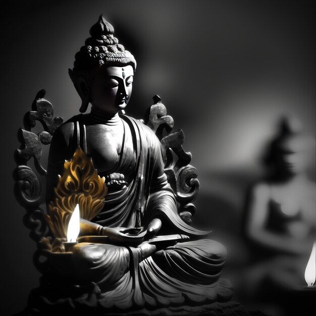 仏陀プルニマとヴェサクの日の仏陀のイラスト ジェネレーティブ Ai
