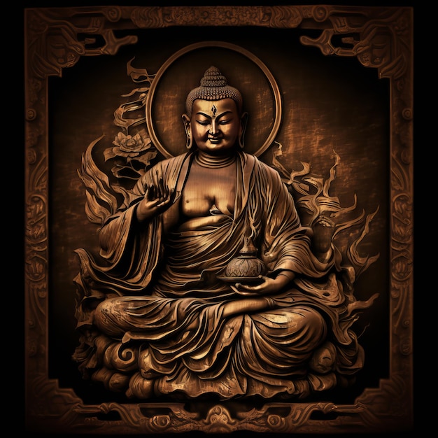 Buddha Illustration for buddha purnima and vesak day Generative Ai