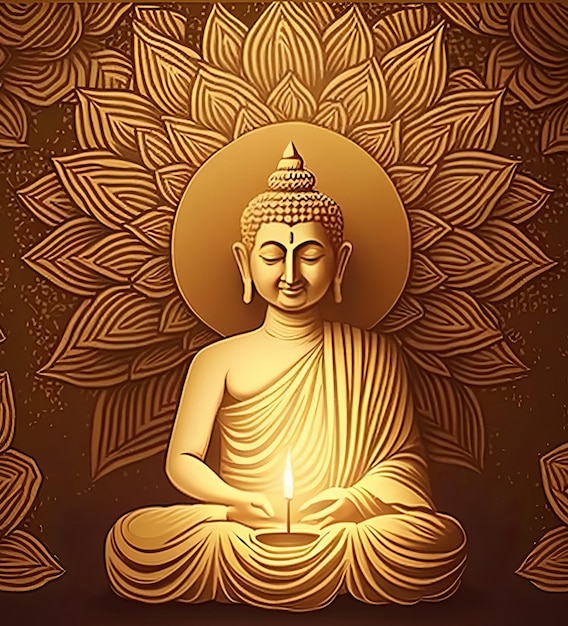 Buddha Illustration for buddha purnima and vesak day Generative Ai