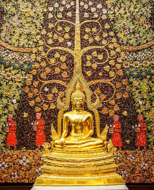 Buddha image painted in oil.