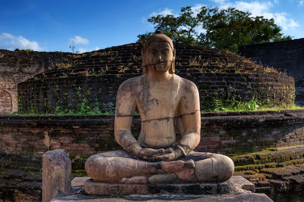Buddha images in vatadage temple in ruins of polonnaruwa in sri lanka