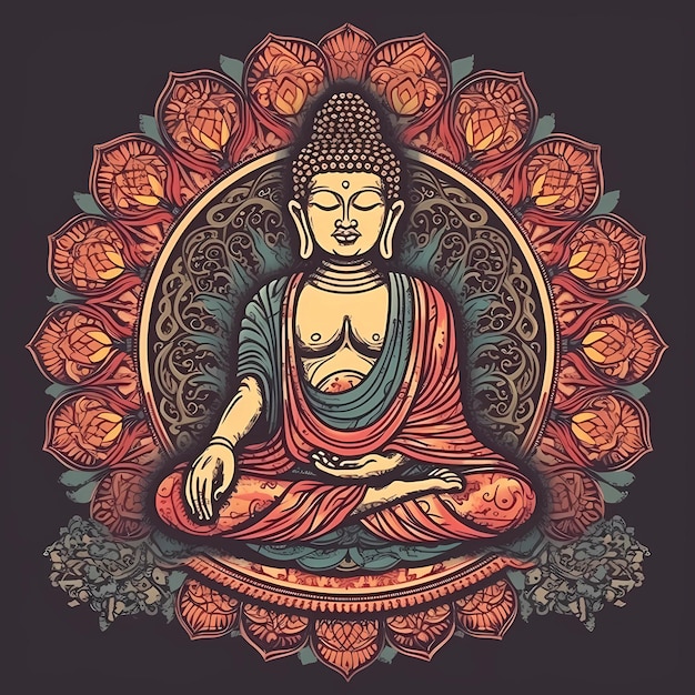 Photo buddha meditating ai generation