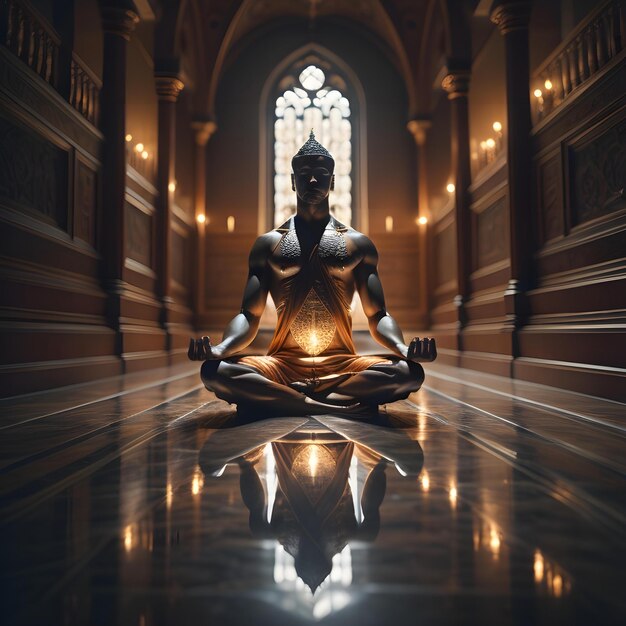 Buddha meditating in lotus position generative ai