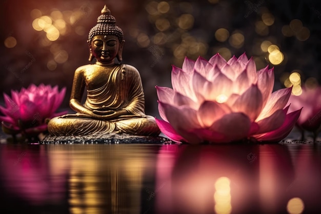 Buddha Purnima Vesak Background with Copy Space for Text