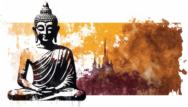 Buddha purnima or vesak day illustration generative ai
