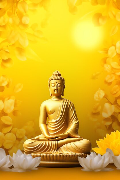 A buddha sits in in vesak buddha purnima day with copy space background for vesak festival day