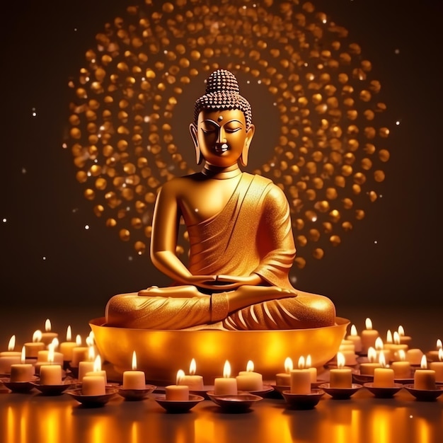 A buddha sits in in vesak buddha purnima day with copy space Background for vesak festival day