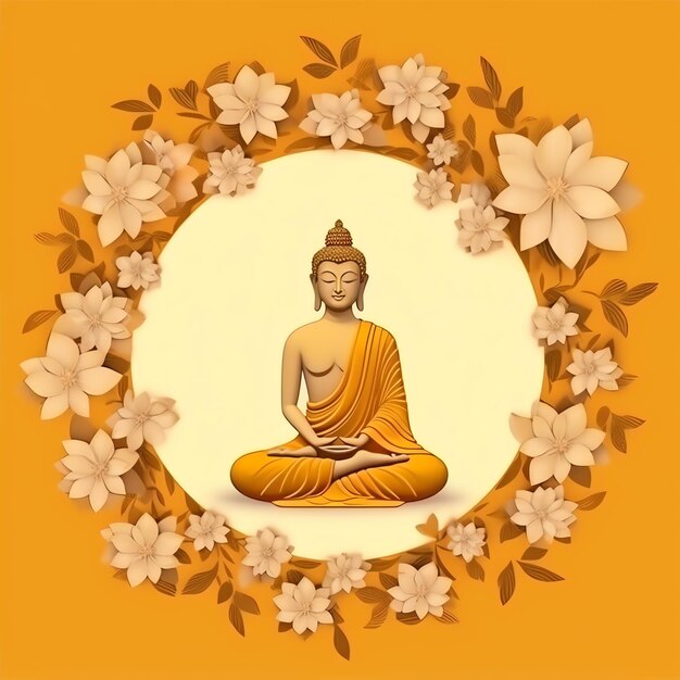 A buddha sits in in vesak buddha purnima day with copy space background for vesak festival day