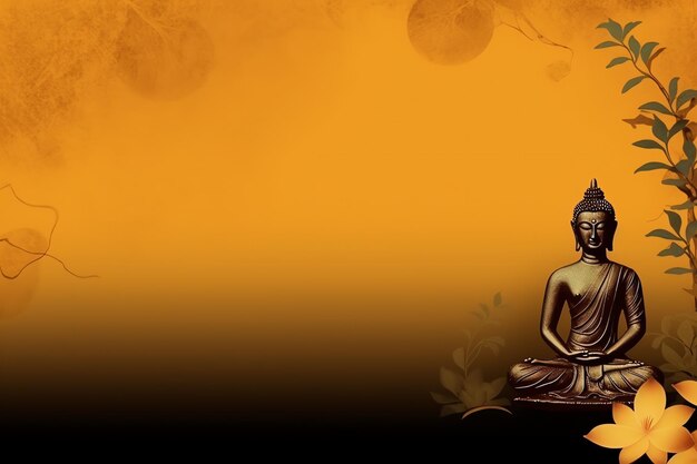 Photo a buddha sits in in vesak buddha purnima day with copy space background for vesak festival day