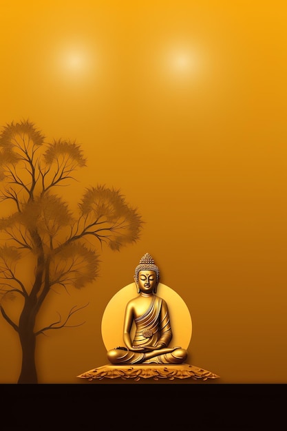 A buddha sits in in vesak buddha purnima day with copy space background for vesak festival day