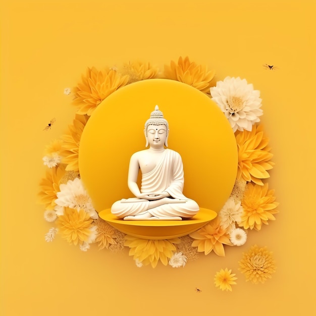 A buddha sits in in vesak buddha purnima day with copy space Background for vesak festival day